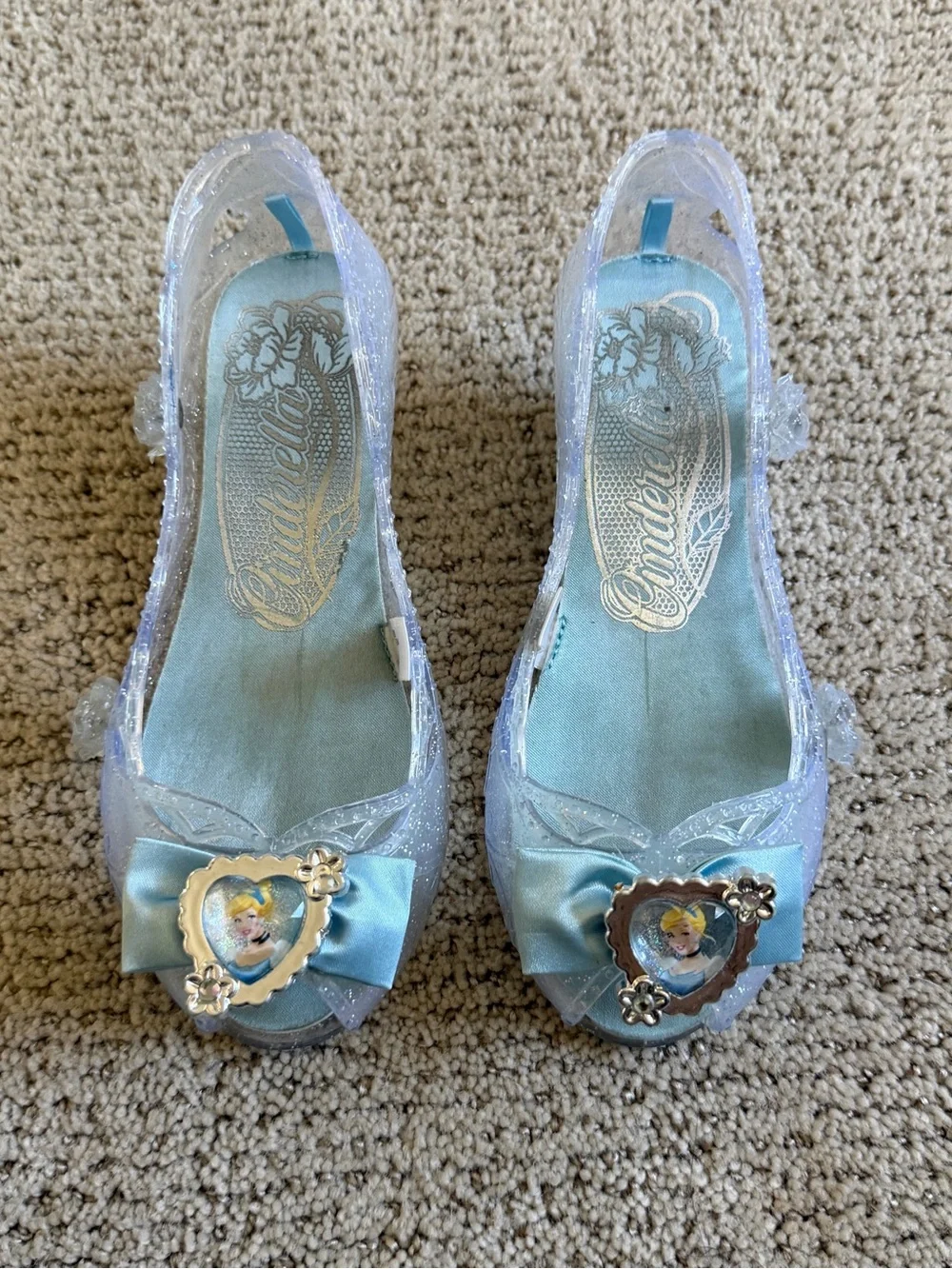 Cinderella Glitter Blue Bow Dress Shoes for Kids